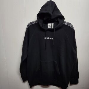 adidas Originals‎ Hoodie Mens XL Black Tape Fleece Trefoil Sweatshirt HR4457